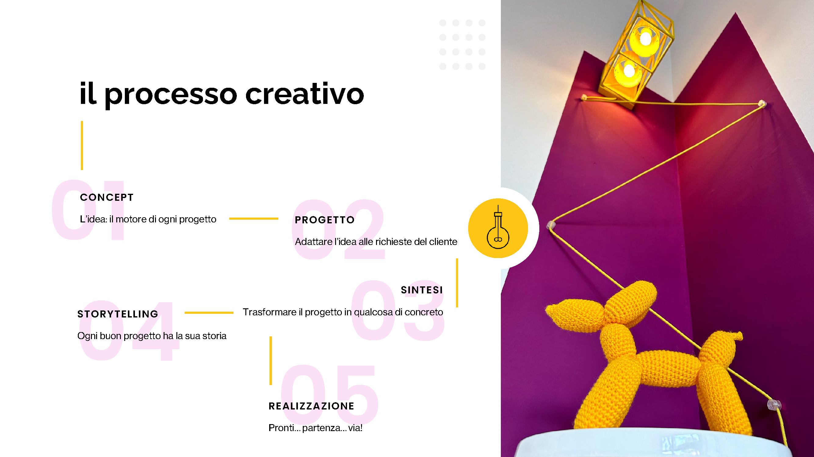 esempio di interior design creativo con grafica murale personalizzata, attenzione per il colore e l'illuminazione creativa